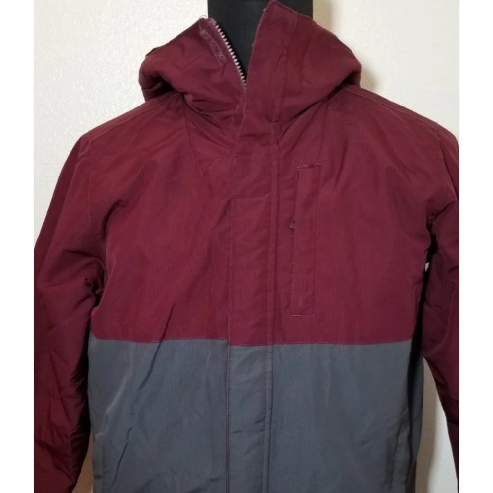 The Children's Place Boys Burgundy Gray Jacket XXL Warm Double Zipper Winter